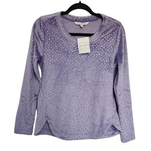 Emily Daniels Lavender/Silver Dot Sweater Spring Color Size Small NWT